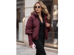 Dámská zimní prošívaná bunda s kapucí TY5898 vínová - FashionStreet