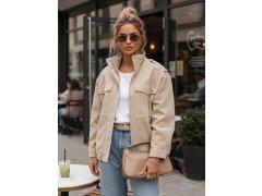 Dámská semišová bunda bomber TY5653 béžová - FashionStreet