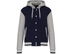 Kariban K 4003 Unisex bunda s&nbsp;kapucí "Teddy" 20.4003 navy/oxford grey/white