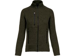Kariban K 9107 Dámská melanžová pletená fleecová bunda 20.9107 dark khaki melange