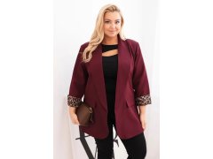 Dámská bunda Plus Size s podšívkou v leopardím vzoru švestková
