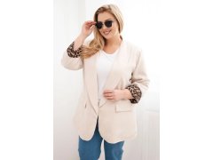Dámská bunda Plus Size s podšívkou v leopardím vzoru béžová