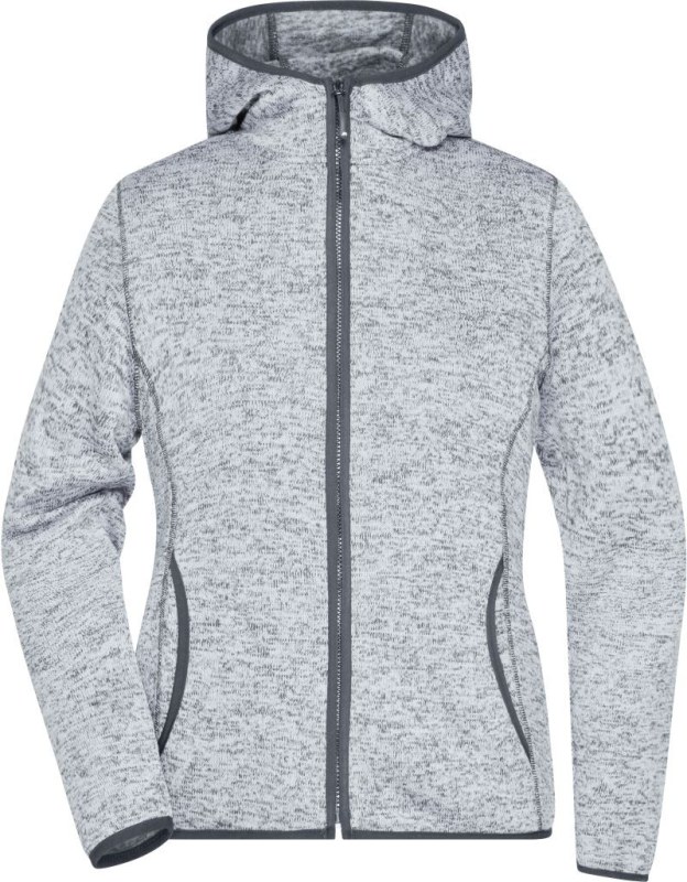 Daiber JN 588 Dámská pletená fleecová bunda s kapucí 02.0588 light melange/carbon