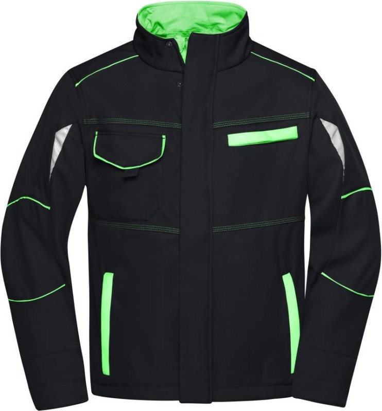 Daiber JN 851 Pracovní letní softshellová bunda - Color 02.0851 black/lime green