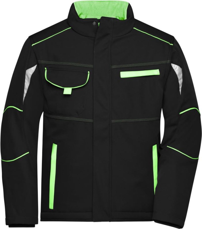 Daiber JN 853 Pracovní zimní softshellová bunda - Color 02.0853 black/lime green