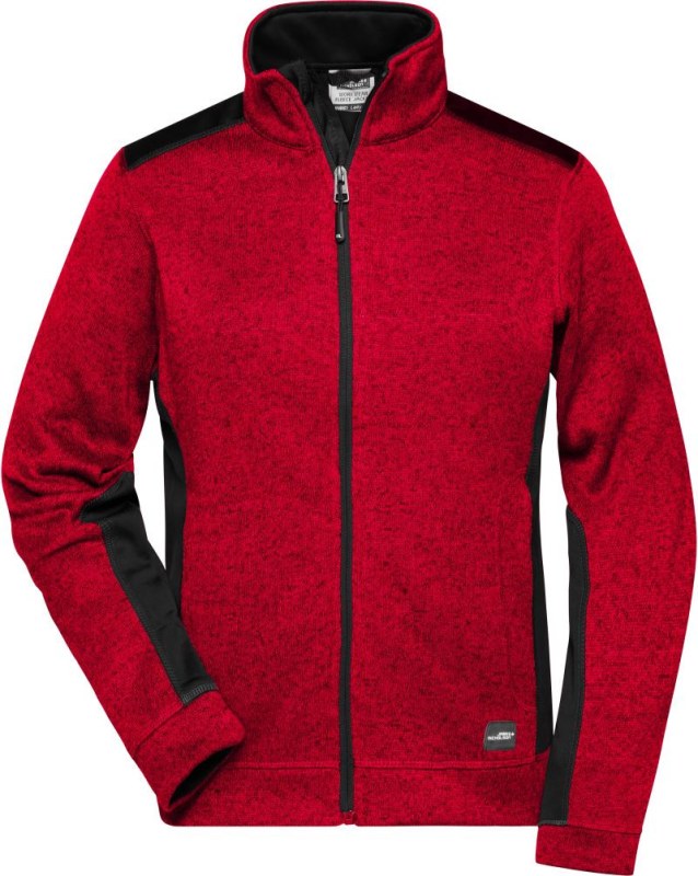 Daiber JN 861 Dámská pracovní pletená fleece bunda - Strong 02.0861 red melange/black