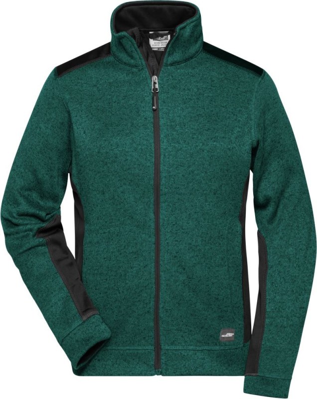 Daiber JN 861 Dámská pracovní pletená fleece bunda - Strong 02.0861 dark green melange/black