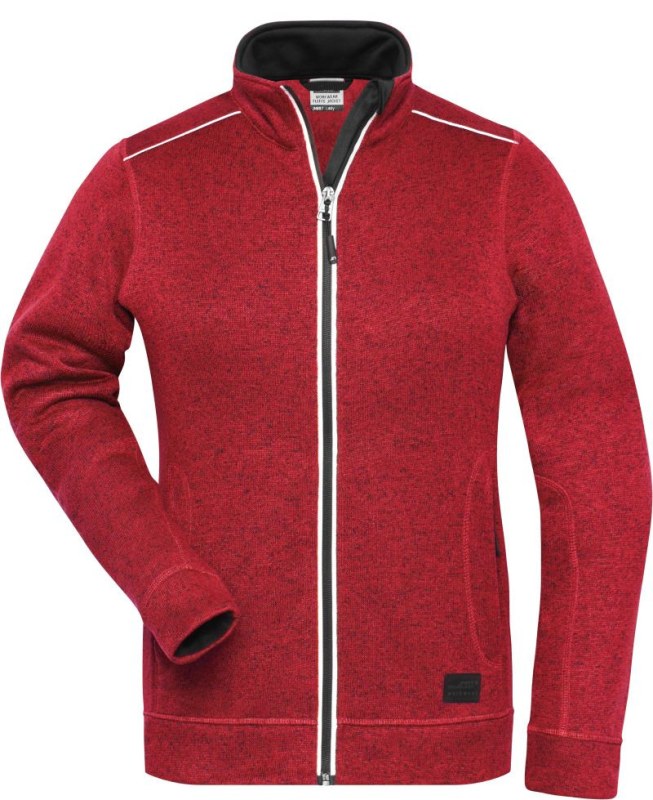 Daiber JN 897 Dámská pracovní pletená fleece bunda - Solid 02.0897 red melange/black