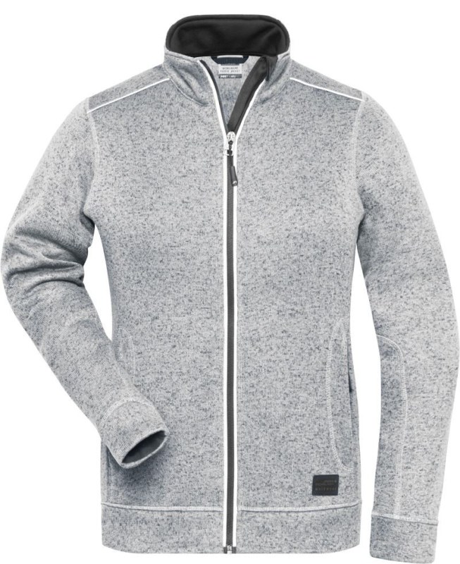 Daiber JN 897 Dámská pracovní pletená fleece bunda - Solid 02.0897 white melange/carbon