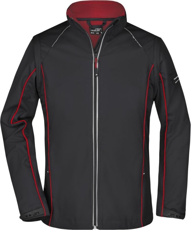 Daiber JN 1121 Dámská softshell bunda s odepínacími rukávy 02.1121 black/red