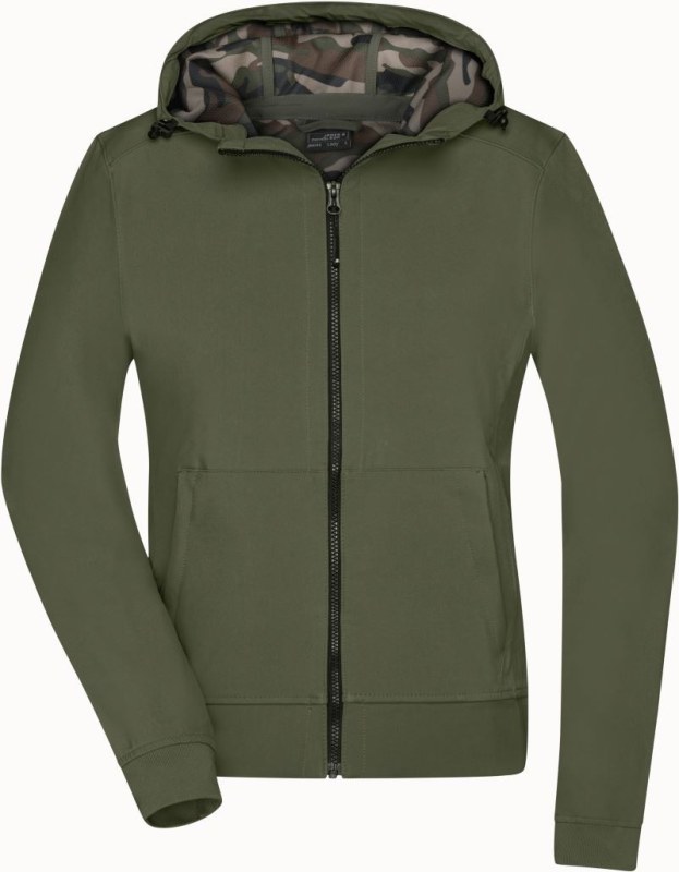 Daiber JN 1145 Dámská 2-vrstvá softshellová bunda s kapucí 02.1145 olive/camouflage