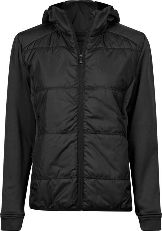 Tee Jays TJ 9113 Dámská hybridní strečová bunda s&nbsp;kapucí 18.9113 black/black - Dámské oblečení bundy