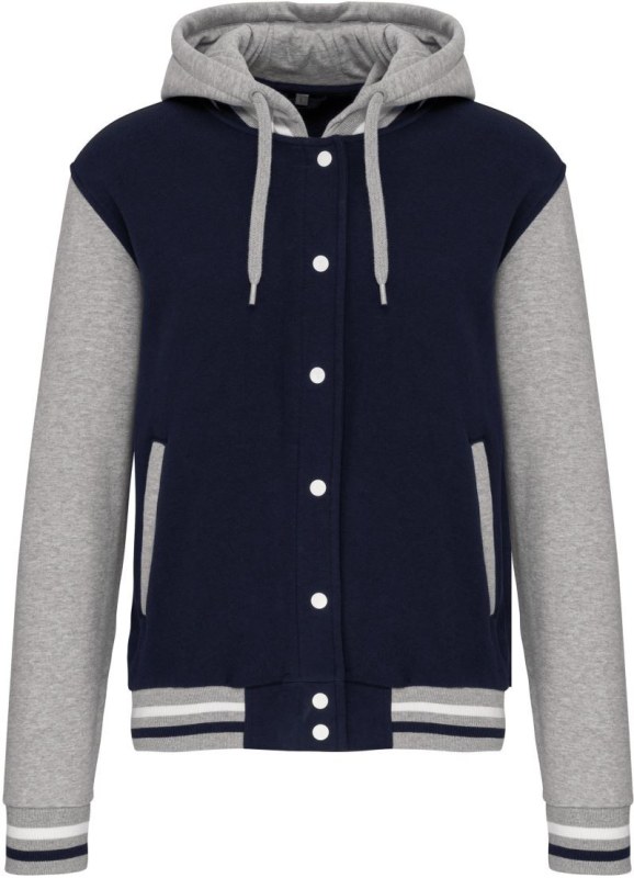 Kariban K 4003 Unisex bunda s kapucí "Teddy" 20.4003 navy/oxford grey/white