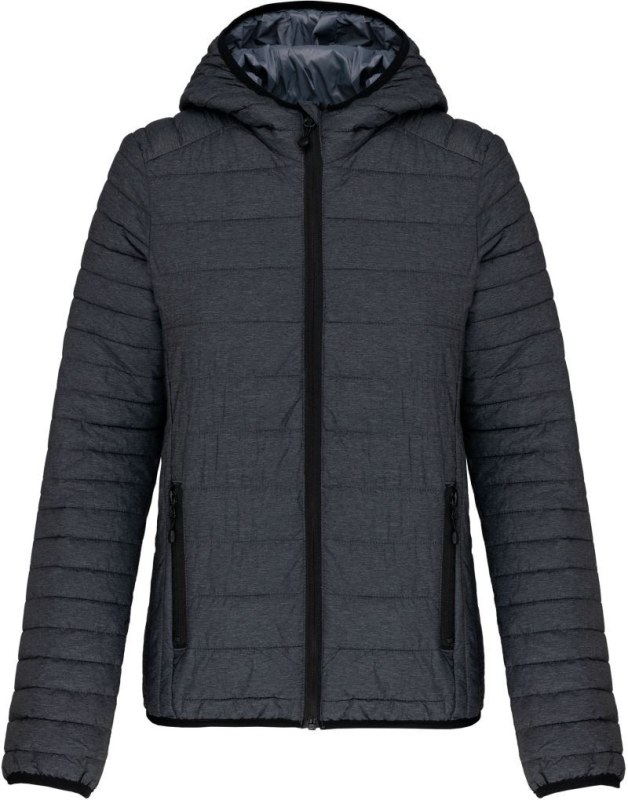 Kariban K 6111 Lehká dámská prošívaná bunda s kapucí 20.6111 marl dark grey
