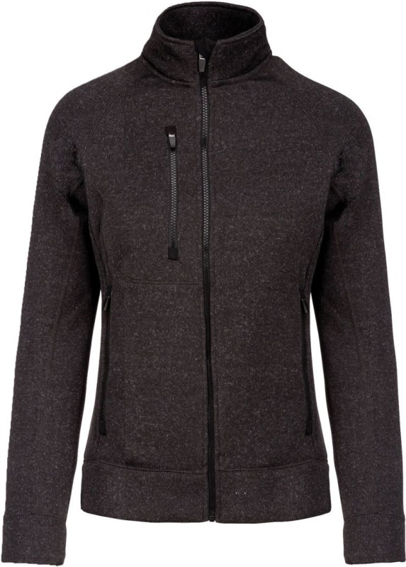 Kariban K 9107 Dámská melanžová pletená fleecová bunda 20.9107 dark grey melange