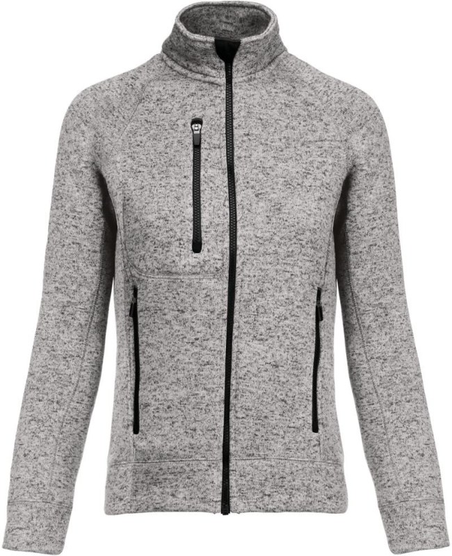 Kariban K 9107 Dámská melanžová pletená fleecová bunda 20.9107 light grey melange