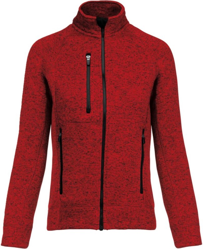 Kariban K 9107 Dámská melanžová pletená fleecová bunda 20.9107 red melange