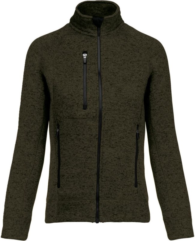 Kariban K 9107 Dámská melanžová pletená fleecová bunda 20.9107 dark khaki melange