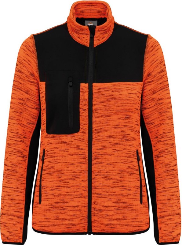 WK WK 9109 Dámská pracovní pletená fleecová bunda 20.9109 fluorescent orange melange/black