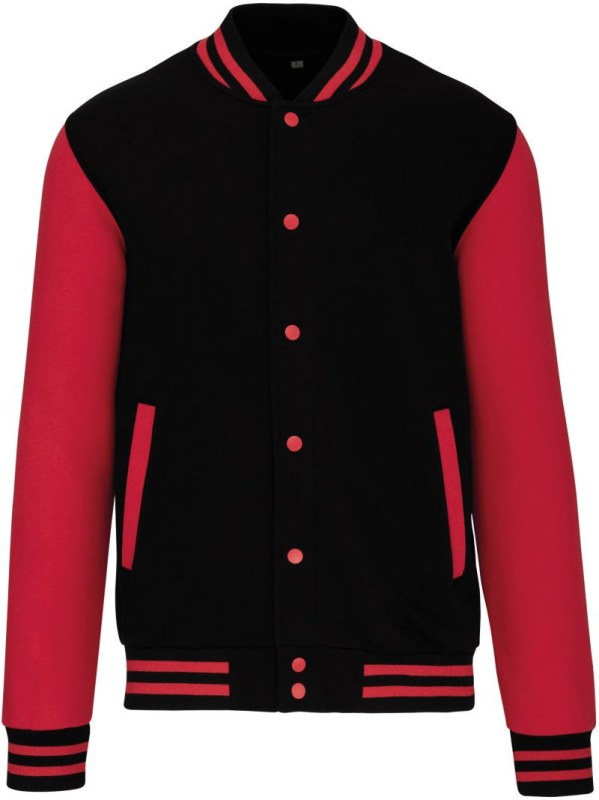 Kariban K 497 Unisex college bunda "Teddy" 20.K497 black/red - Dámské oblečení bundy