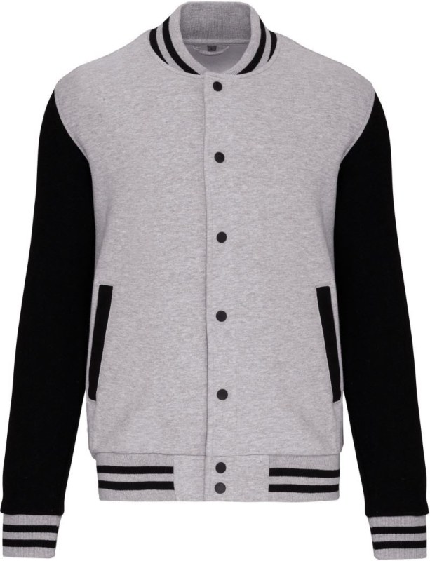 Kariban K 497 Unisex college bunda "Teddy" 20.K497 oxford grey/black - Dámské oblečení bundy