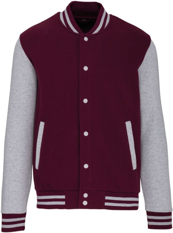 Kariban K 497 Unisex college bunda "Teddy" 20.K497 wine/oxford grey