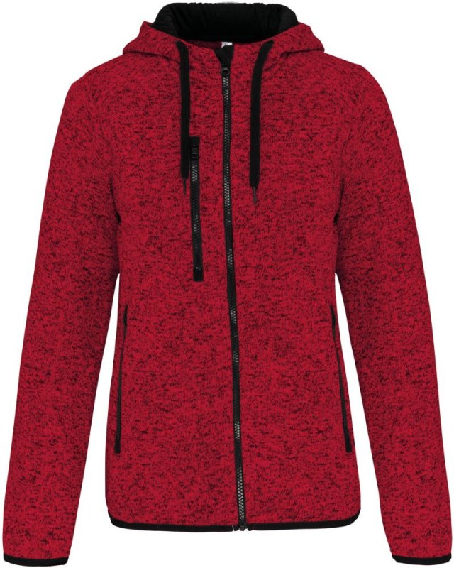 Kariban ProAct PA 366 Dámská pletená fleecová bunda s kapucí 20.P366 red melange