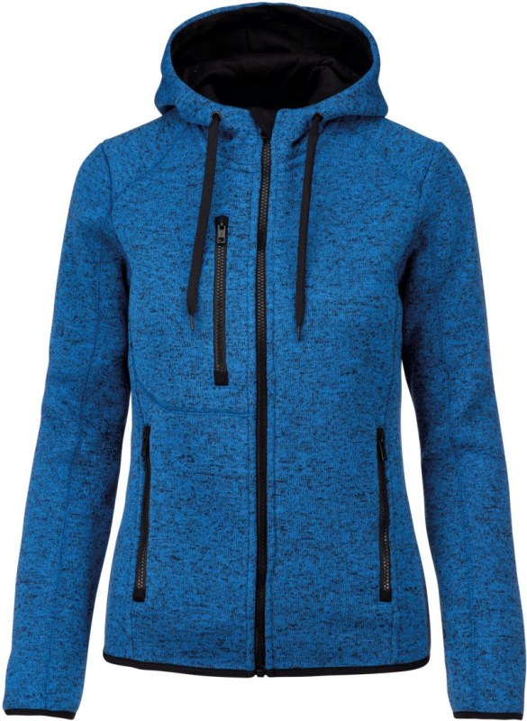 Kariban ProAct PA 366 Dámská pletená fleecová bunda s kapucí 20.P366 light royal blue melange
