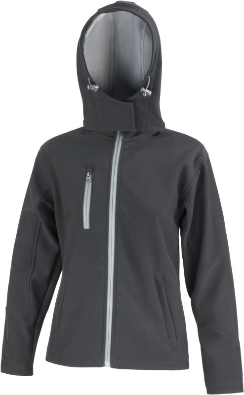 Result R 230F Dámská 3-vrstvá softshellová bunda s kapucí 30.230F black/grey