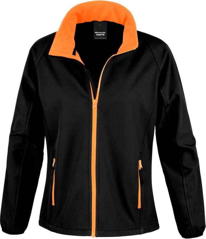 Result R 231F Dámská 2-vrstvá softshell bunda "Printable" 30.231F black/orange