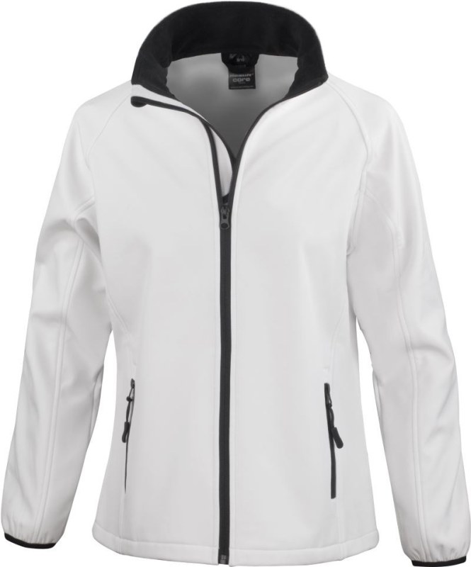 Result R 231F Dámská 2-vrstvá softshell bunda "Printable" 30.231F white/black