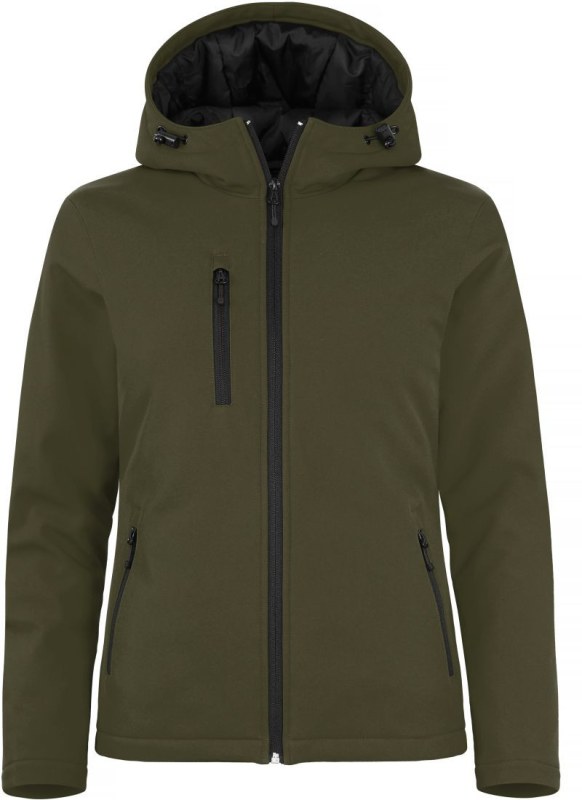 Clique Padded Hooded Softshell Women Dámská zateplená softshellová bunda s kapucí 67.0953 fog green