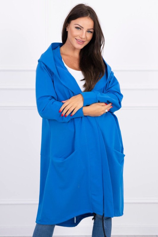 Chrpově modrá bunda s kapucí nadměrné velikosti - Dámské oblečení bundy