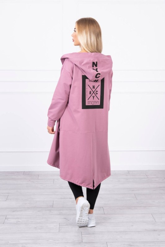 Tmavě růžová bunda oversize s kapucí - Dámské oblečení bundy