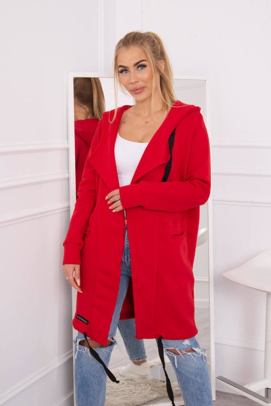 Zateplená bunda s kapucí červená - Dámské oblečení bundy
