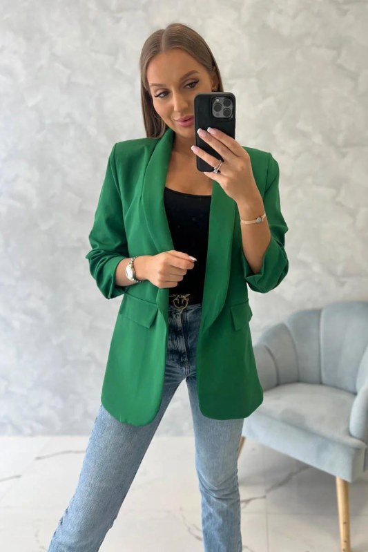 Bunda s klopou elegantní tmavě zelená