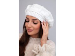 Dámská zimní vlněná čepice beret K414 bílá