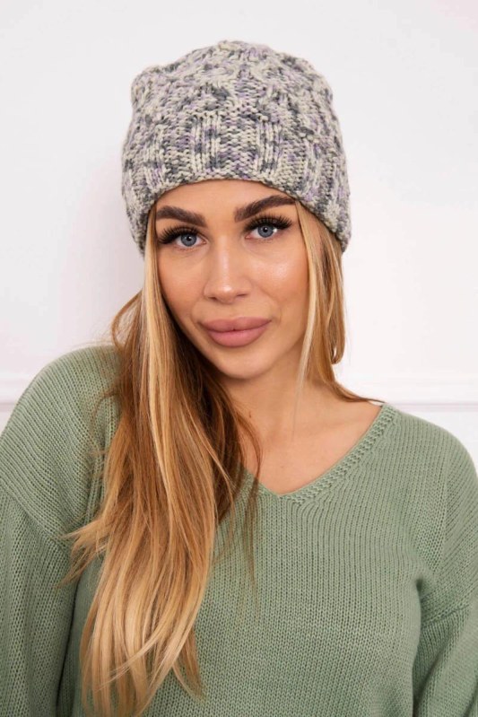 Dámská čepice Eliza K205 grey+violet+ecru - Dámské oblečení doplňky Čepice a&nbsp;klobouky
