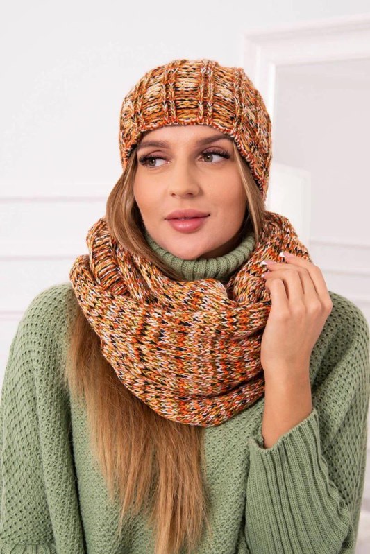 Dámský fleecový set 4 Seasons K263 camel+red - Dámské oblečení doplňky Čepice a&nbsp;klobouky