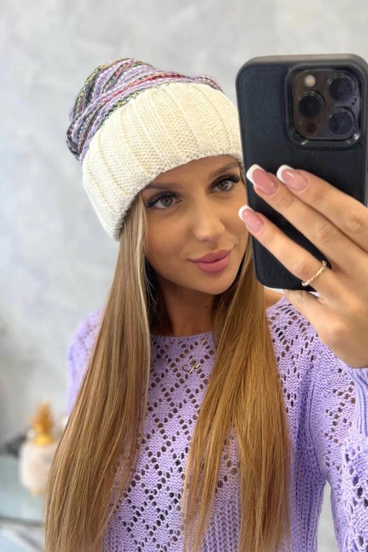 Dámská čepice Feba K330 ecru+violet