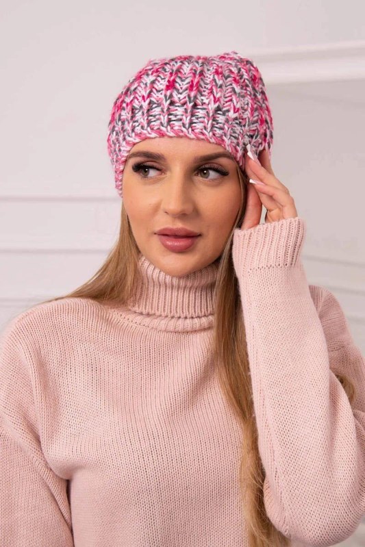 Dámská čepice s bambulí Maria K335 fuchsiová