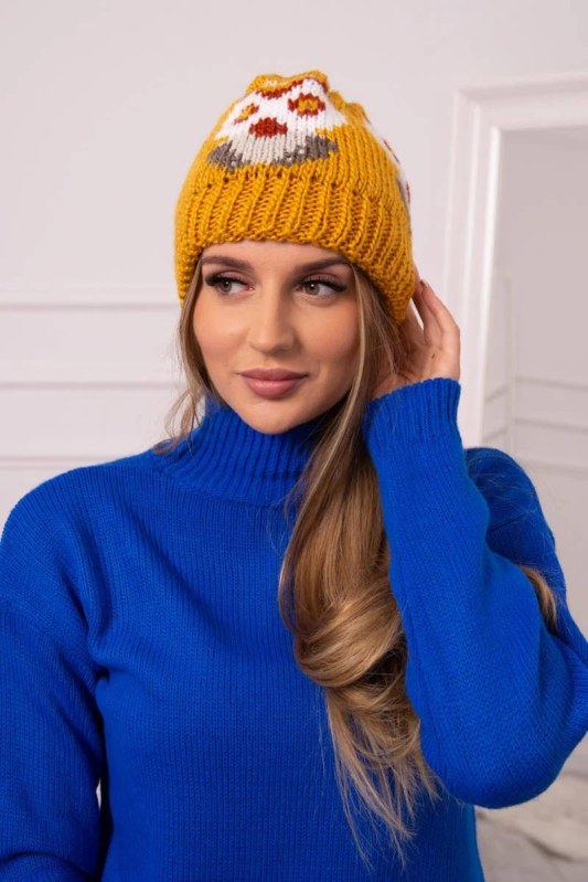 Dámská čepice Ofelia K349 mustard - Dámské oblečení doplňky Čepice a&nbsp;klobouky