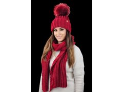 Komplet čepice a šála Hat&Scarf K.23.211.21 tmavě červená - Kamea