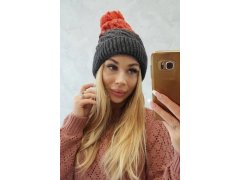 Fleecová čepice Ilona K218 graphite+red