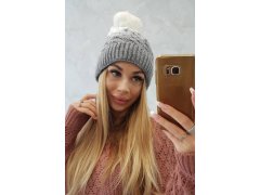 Fleecová čepice Ilona K218 šedá+bílá