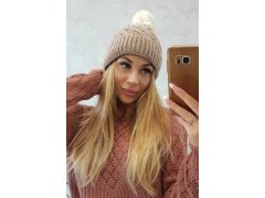 Fleecová čepice Ilona K218 beige+ecru