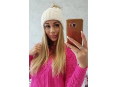 Fleecová kostkovaná čepice K226 ecru