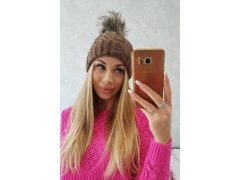 Fleecová kostkovaná čepice K226 mocca