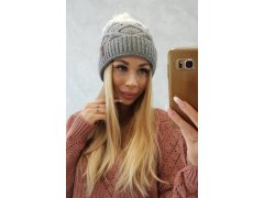 Fleecová čepice Alice K248 šedá+bílá