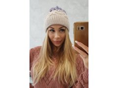 Fleecová čepice Alice K248 béžová+fialová